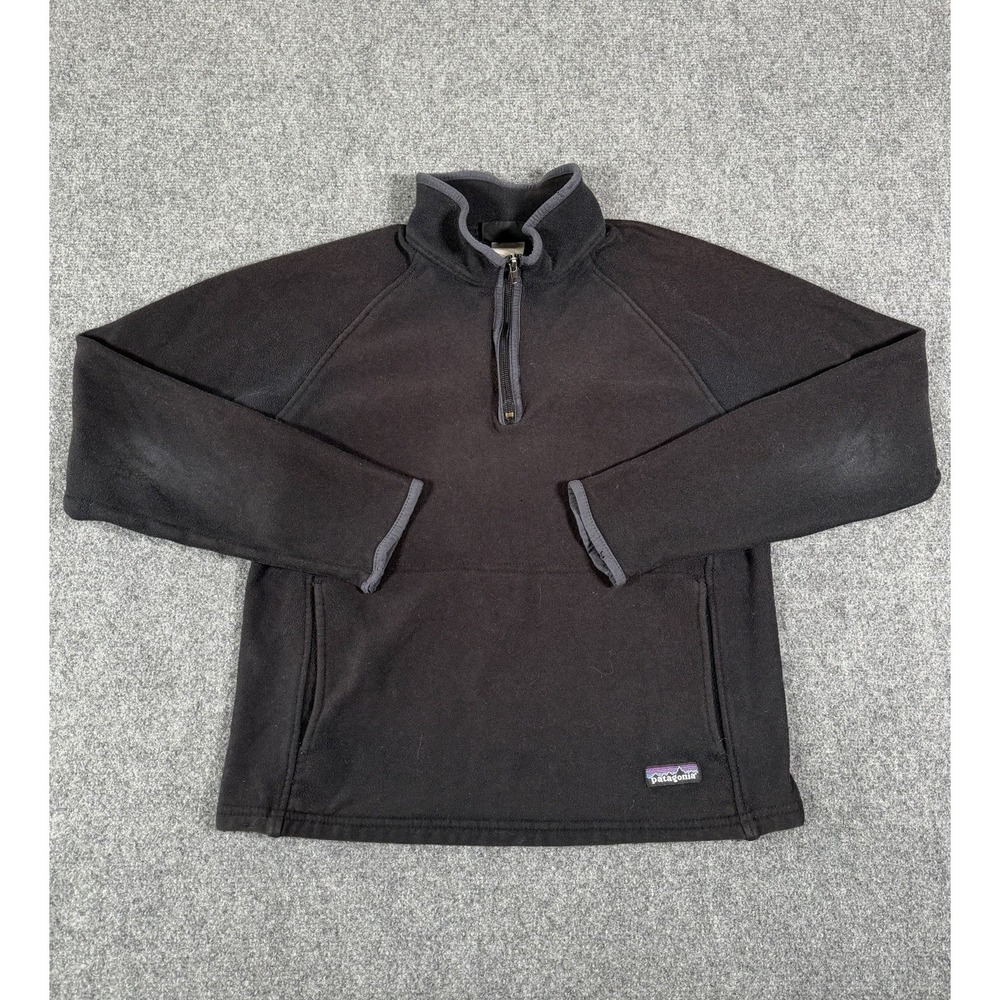 Vintage Patagonia Synchilla Fleece Pullover Womens Medium 1/4 Zip Black 90s